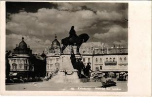 1940 Kolozsvár, Cluj; Mátyás király szobor, bankok / statue, banks