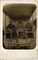 1912 Marosvásárhely, Targu Mures (?); vasúti kocsin / train. photo (kis szakadás / small tear)