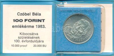 1983. 100Ft Cu-Ni-Zn Czóbel Béla tokban, tanúsítvánnyal T:BU az érmét tartó műanyag lapka eltört Adamo EM75