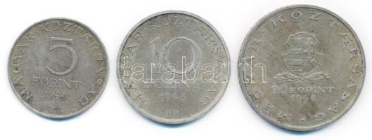 1948. 5Ft Ag "Petőfi" + 10Ft Ag "Széchenyi" + 20Ft Ag "Táncsics" &quot...