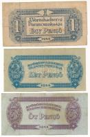 1944. 1P + 2P + 5P "A Vöröshadsereg Parancsnoksága" T:III folt