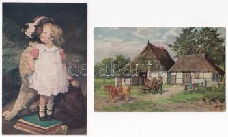 4 db RÉGI művész képeslap vegyes minőségben