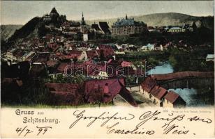 1899 (Vorläufer) Segesvár, Schässburg, Sighisoara; látkép. Fritz Teutsch kiadása / general view (ragasztónyom / glue mark)