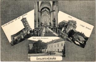 1913 Gyulafehérvár, Karlsburg, Alba Iulia; Római katolikus székesegyház, belső, Püspöki palota, Jericho, Csillagda. Petri F. Vilmos kiadása / Cathedral, interior, bishops palace, observatory (EK)