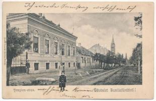 1905 Buziásfürdő, Baile Buzias; Templom utca. Nosek Gusztáv kiadása / Church Street (Rb)