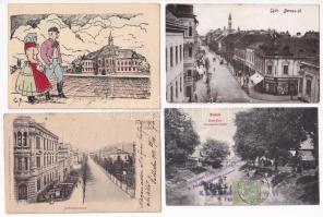 10 db RÉGI történelmi magyar és külföldi város képeslap vegyes minőségben / 10 pre-1945 historical Hungarian and other European town-view postcards in mixed quality