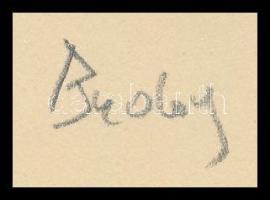 Buday György (1907-1990): Kopjafánál, fametszet, utólagos jelzéssel, paszpartuban 11,5×10,5 cm