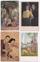 20 db régi romantikus képeslap párokkal, vegyes minőség