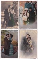 20 db régi romantikus képeslap párokkal, vegyes minőség