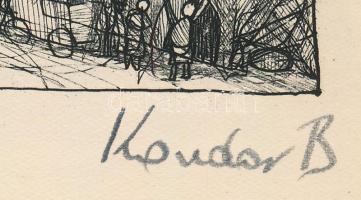Kondor Béla (1931-1972): Szellemek a város felett. Rézkarc, papír, utólagos jelzéssel, paszpartuban,...
