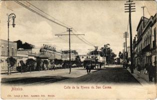 Mexico, Calle de la Rivera de San Cosme / street, tram (tear)