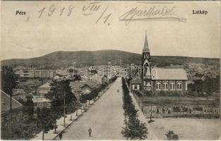 1918 Pécs, Fő utca, templom. Alt és Böhm kiadása