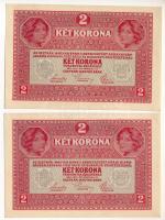 1917. 2K (2x) sorszámkövetők "1637 201008 - 1637 201009", zöld "DEUTSCHÖSTERREICH&quo...