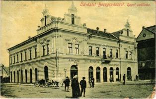 1909 Beregszász, Beregovo, Berehove; Royal szálloda, kávéház és étterem, Polgári vendéglő, bor, sör és pálinka kimérés. W.L. Bp. 6057. / hotel cafe and restaurant (EK)