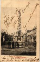 1907 Kassa, Kosice; Szentháromság szobor. Nyulászi Béla kiadása / Trinity statue