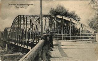 1910 Máramarossziget, Sighet, Sighetu Marmatiei; Tisza vashíd. Kaufmann Á. és fiai kiadása / Tisa bridge