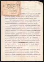 1932 Gyöngyössolymos, Oláh Andor gépelt levele Károlyi Gyula miniszterelnökhöz, benne községi (városi) háztartási terhek csönkkentésére vonatkozó javaslattal, saját kezű aláírással, 2 gépelt oldal.