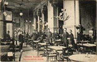 1911 Szatmárnémeti, Szatmár, Satu Mare; Pannonia szálloda és kávéház belső. Cseplák Bálint kiadása / hotel and cafe interior (EK)