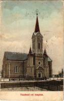 1909 Tiszabecs, Református templom télen (EK)