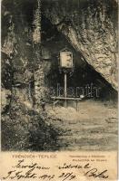1907 Trencsénteplic, Trencianske Teplice; Rabló barlang a Klepácson / Räuberhöhle / cave (lyukak / pinholes)