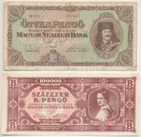 1945. 50P "D 015 057407" + 1946. 100.000BP T:III-,II-