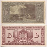 1945. 50P "D 015 057407" + 1946. 100.000BP T:III-,II-