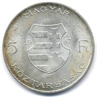 1947. 5Ft Ag "Kossuth" T:1- patina Adamo F8.1