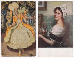 16 db régi művész képeslap vegyes minőségben