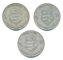 1947. 5Ft Ag "Kossuth" (3x) T:2-,3 patina Adamo F8.1