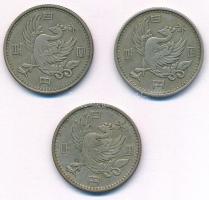 Japán 1958. 100Y Ag (3x) T:2-
Japan 1958. 100 Yen Ag (3x) C:VF