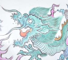 Kínai Famille Rose nagyméretű aranyhaltartó edény, kézzel festett porcelán, jelzés nélkül, kopásokka...