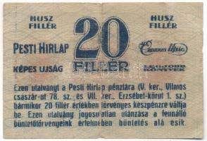 Budapest ~1920. 20f "Pesti Hírlap" T:III,III-