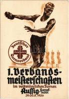 1936 Deutscher Turnverband. 1. Verbandsmeisterschaften im Volkstümlichen Turnen, Aussig Kampfbahn / 1st Association championships in popular gymnastics, sport advertisement