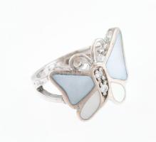 Ezüst(Ag) gyűrű gyöngyház berakással, jelzett, méret: 51, bruttó: 4,8 g