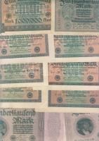Német Birodalom 1904-től 131 klf db bankjegy Rosenberg-katalógus szerint rendezve; alszámok, vízjel,...