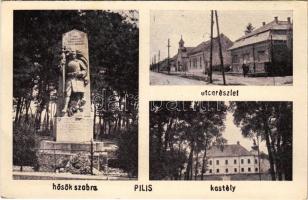 1943 Pilis, Hősök szobra, utca, Báró Nyáry László kastélya (EB)