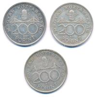 1992. 200Ft Ag "MNB" (2x) + 1994. 200Ft "Deák" T:2 Adamo F13, F13.1