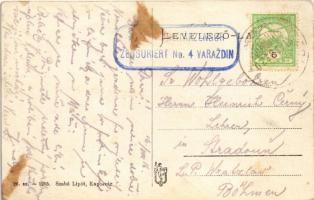 1916 Kaposvár, Városháza. Szabó Lipót kiadása + "K.u.K. Militärzensur Zensuriert No. 4. VARAZDI...