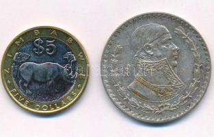 Mexikó 1962. 1P Ag "Függetlenség" + Zimbabwe 2001. 5D T:1-,2-
Mexico 1962. 1 Peso Ag &quo...