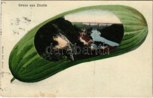 1908 Znojmo, Znaim; Montage with cucumber