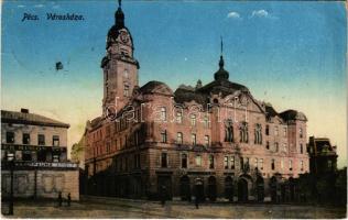 1917 Pécs, Városháza, Paunz Adolf üzlete (EK)