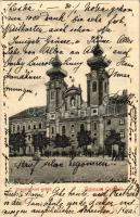 1909 Győr, Benedek-rend épülete. Berecz Viktor kiadása (ázott / wet damage)