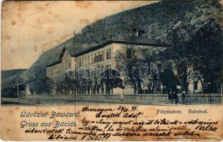 1899 (Vorläufer) Báziás, Vasútállomás, vonat, gőzmozdony. Babcsányi kiadása / railway station, train, locomotive (fl)