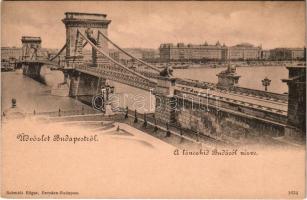 Budapest, a Lánchíd Budáról nézve. Schmidt Edgar