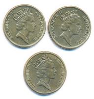 Ausztrália 1985-1988. 1D Al-Bronz II. Erzsébet (3xklf) T:1-,2 Australia 1985-1988. 1 Dollar Al-Bronze Elizabeth II (3xdiff) C:AU,XF