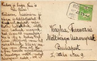 1915 Bősháza, Biusa; Kaizler György kúriája, kastély / villa, castle. photo + "POSTAI ÜGYN.&quo...