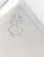 Ezüst (Ag) szecessziós cigarettatárca, apró kőberakással, belül vésett, cirill betűs (orosz v. ukrán...