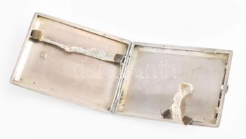 Ezüst (Ag) szecessziós cigarettatárca, apró kőberakással, belül vésett, cirill betűs (orosz v. ukrán...