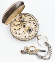 Ezüst (Ag) tokos, kulcsos zsebóra. Szép számlappal, jelzett, 6 köves, működő szerkezettel, kulccsal....