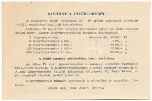 1970. "Állami Könyvterjesztő Vállalat XXV. Könyvsorsjátéka" IX. osztályú egész sorsjegy T:...